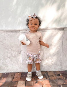 Mini Coffee Date Shorties and Bow Set