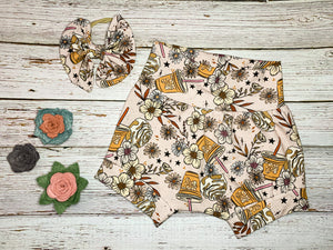 Mini Coffee Date Shorties and Bow Set