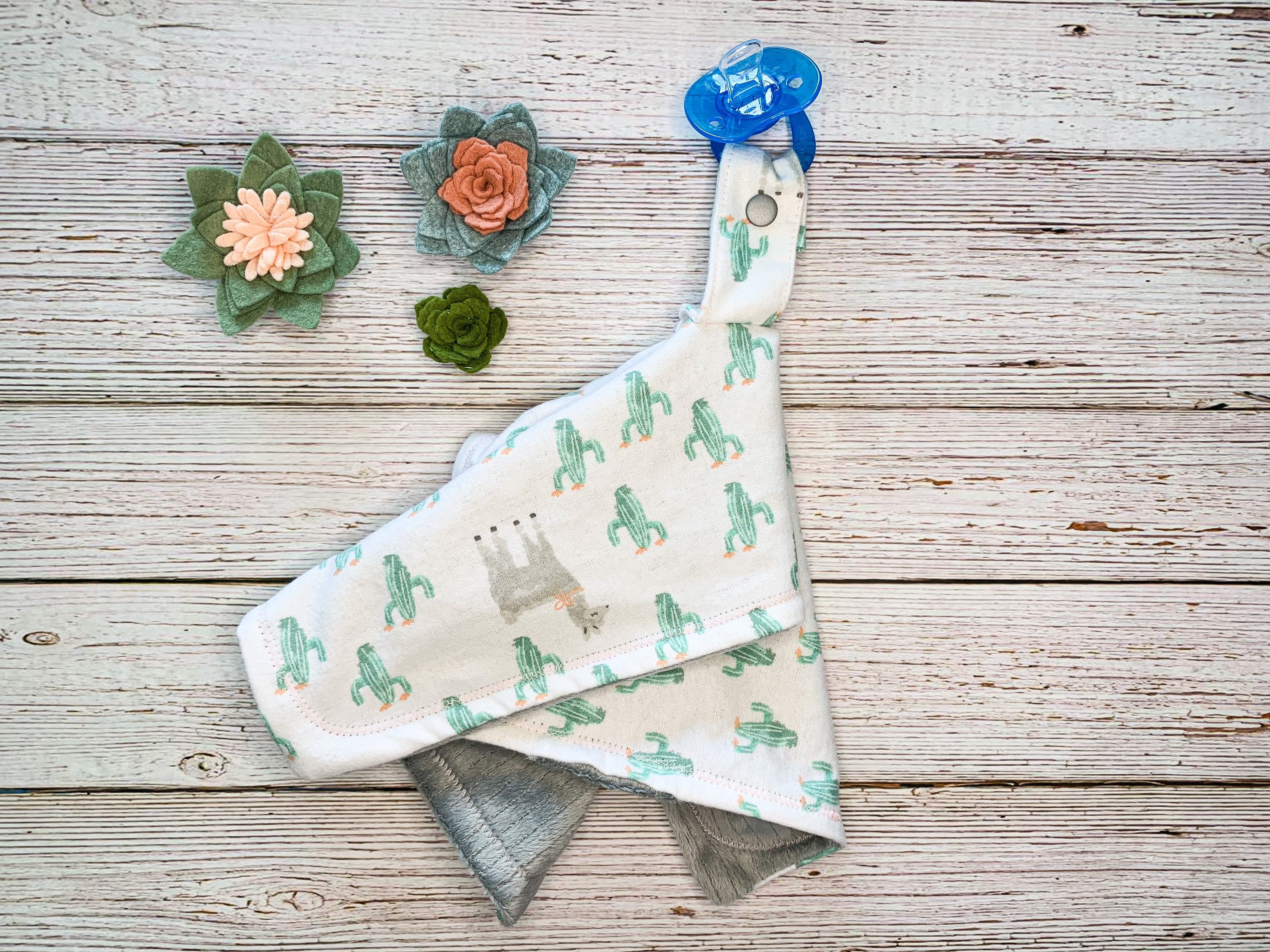 Cactus and Llama Pacifier Lovey